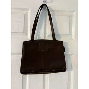 Vintage Brown Leather Shoulder Tote Bag Made in Korea